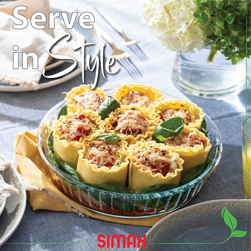 SIMAX Glass Pie Pan for Baking, 10.25 Inch Deep Round Pie Plate Dish Great For Apple, Pumpkin, Holiday Pies, Fluted Pie Holder, Oven Safe Tray, Borosilicate Glass Cake Tin - Image 5